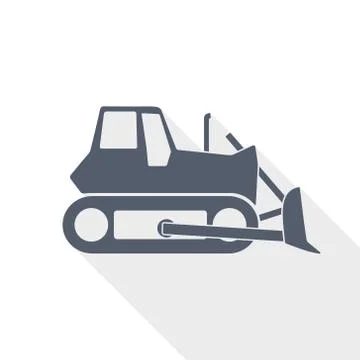 Bulldozer vector icon, heavy machine, tractor flat design illustration Stock-Illustration