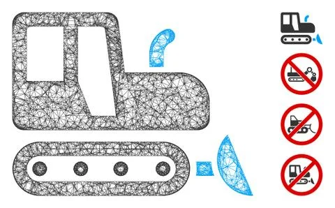 Bulldozer Web Vector Mesh Illustration 库存插图