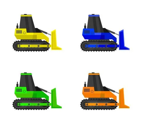 Bulldozer on white Stock Illustration