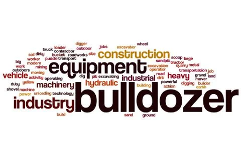 Bulldozer word cloud Stock Illustration