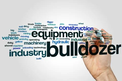 Bulldozer word cloud Stock Illustration
