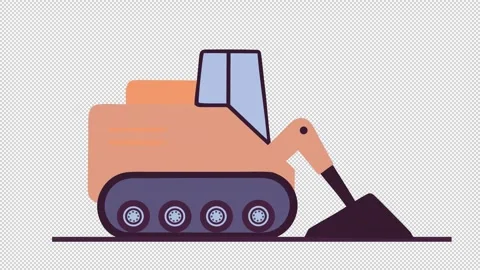 Bulldozer at work. Animation of a tractor clearing the road. Cartoon Stock Footage 320660656