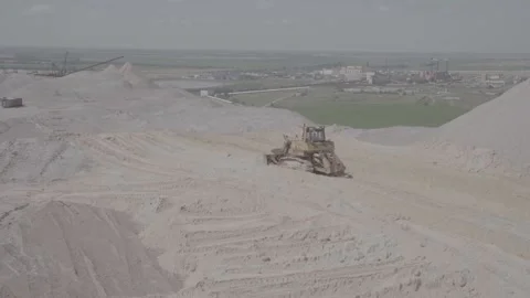 Bulldozer working in a career FLAT Stock Footage 104910128