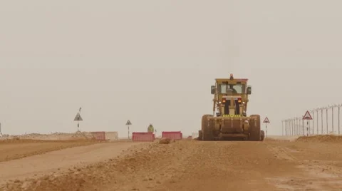 Bulldozer Working In The Desert Stock Footage 63169603