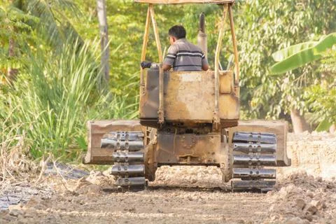 Bulldozer is working Stock Photos
