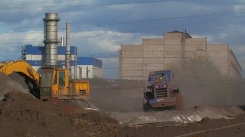 Bulldozer working at the plant. Stock Footage 1004816