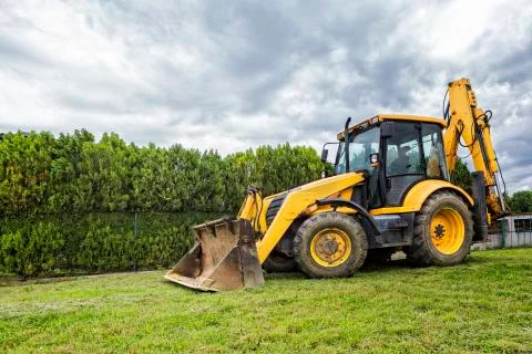 Bulldozer in the yard Stock Photos