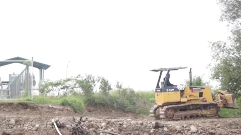 Bulldozers or loaders level mining land. Stock Footage 295361758