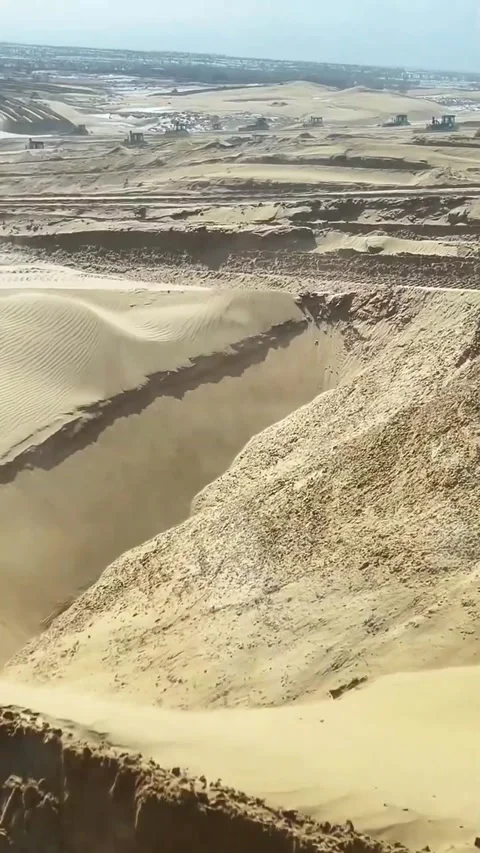 Bulldozers push flat desert processes Stock Footage 270253701