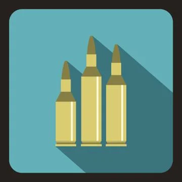 Bullet ammunition icon, flat style Stock Illustration