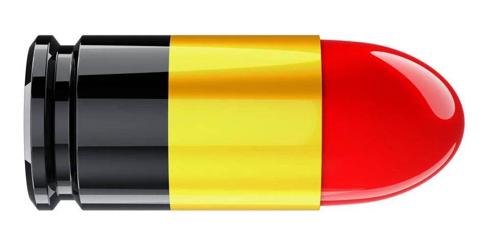 Bullet with Belgian flag, 3D rendering Bullet with Belgian flag, 3D render... Stock Photos
