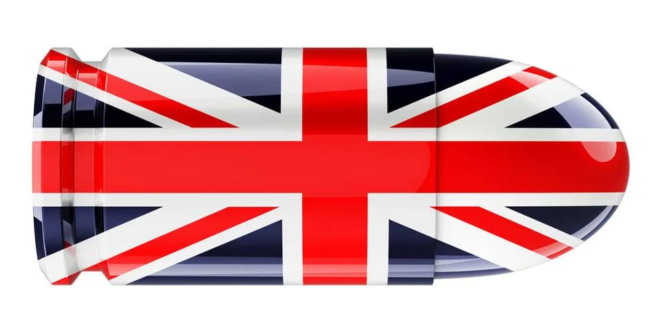 Bullet with British flag, 3D rendering Bullet with British flag, 3D render... 스톡 사진