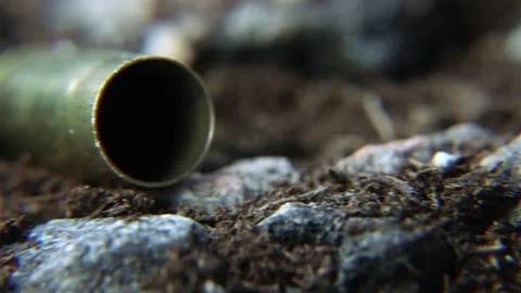 Bullet Casing Extreme Close Up - Panning Stock Footage 196597065