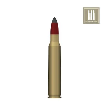 Bullet drawing on white background. Weapon icon. Armed  ammunition Illustrazione stock