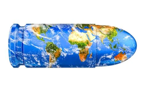 Bullet with Earth Globe texture, 3D rendering Illustrazione stock