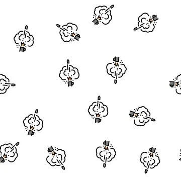 Bullet expelling from gun barrel vector seamless pattern Stock Illustration