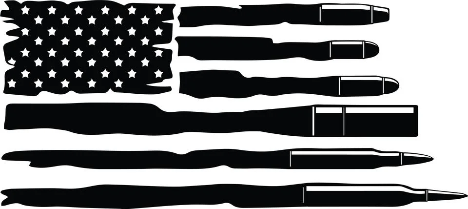 Bullet Flag USA American Flag Rifle Pistol Handgun イラスト素材