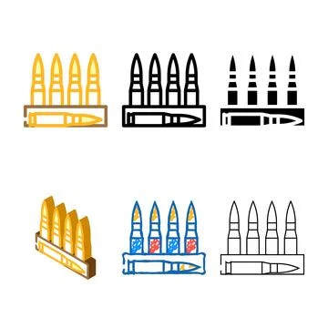 Bullet for gun color icon vector stylized Stock Illustration