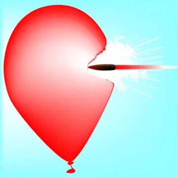 Bullet hitting a balloon Stock Illustration