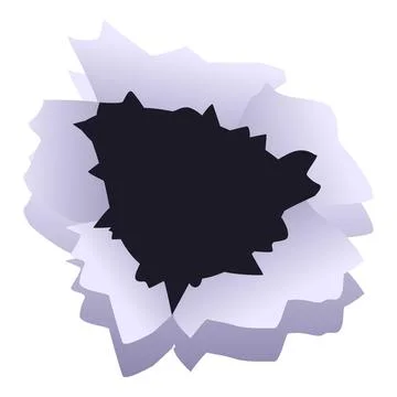 Bullet hole creating torn edges in ripped paper Stock Illustration