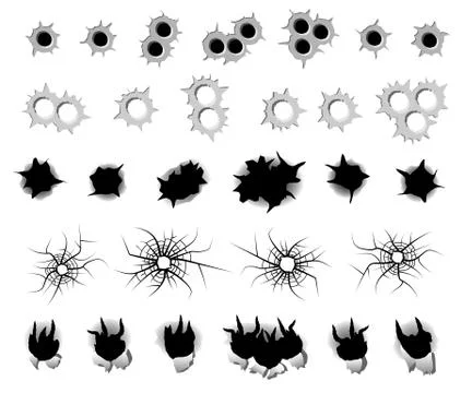 Bullet hole set Stock Illustration