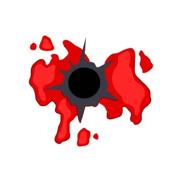 Bullet hole in surface creating blood splat Stock Illustration
