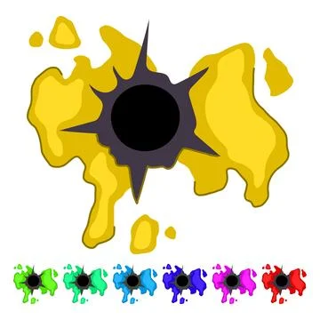 Bullet hole in surface creating blood splat graphic Stock Illustration