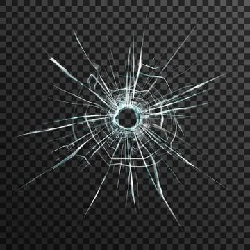 Bullet Hole In Transparent Glass Stock Illustration