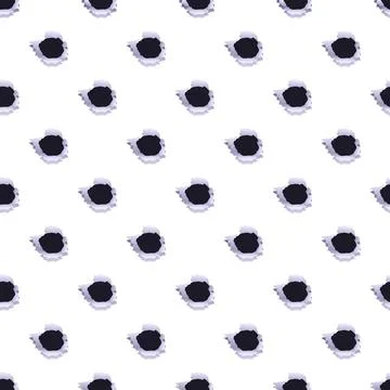 Bullet holes forming seamless pattern on white background Illustrazione stock