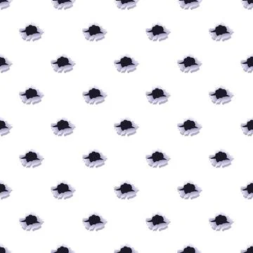 Bullet holes seamless pattern creating damage background 库存插图