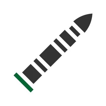 Bullet icon solid style grey green colour military illustration vector army.. Stock Illustration
