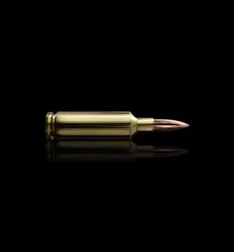 Bullet isolated on black background with reflexion. 3d render Stock Illustration