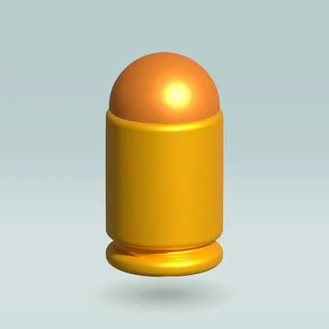 Bullet isolated vector 3d icon. bullet 3d illustration. Stock Illustration