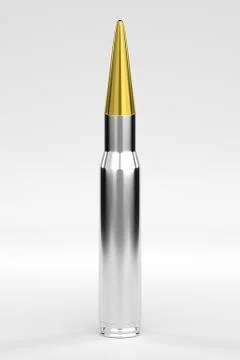 Bullet Isolated on White, 3D Rendering Stock Illustration