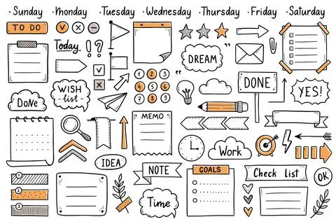 Bullet journal hand drawn element Stock Illustration