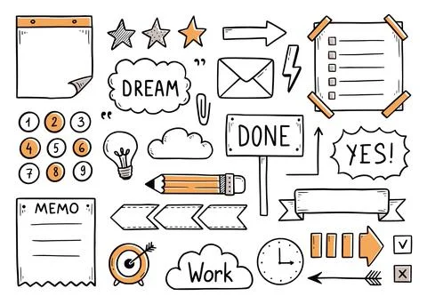Bullet journal hand drawn element Stock Illustration