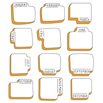Bullet journal hand drawn elements.Hand drawn doodle calendar.Diary elements. Stock Illustration
