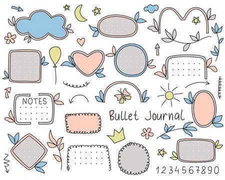 Bullet journal hand drawn set 스톡 일러스트