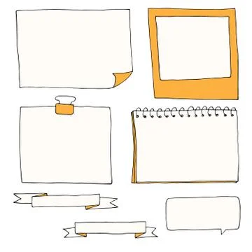 Bullet journal set of hand drawn frames and elements 스톡 일러스트