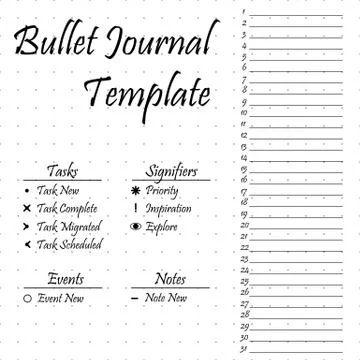 Bullet journal template. Simple papers task tracker Stock Illustration