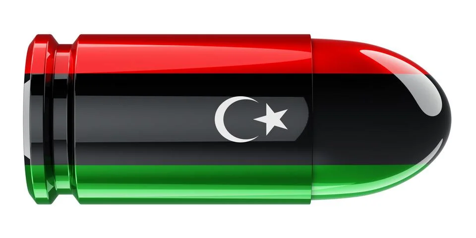 Bullet with Libyan flag, 3D rendering Stock Illustration