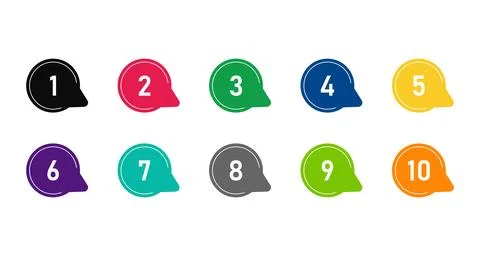 Bullet number set collection 1 to 10 Stock Illustration