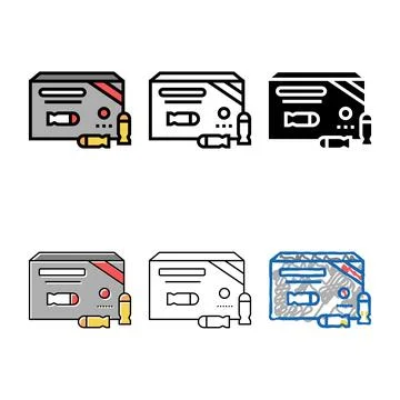 Bullet package set color icon vector Stock Illustration
