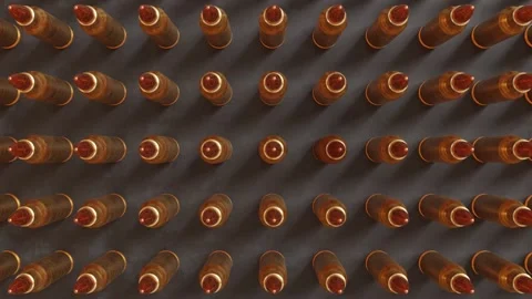 Bullet pattern are arranged in a grid pattern on the ground Stock Footage 237177264