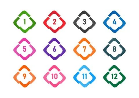 Bullet point numbers icon set collection template design Stock Illustration