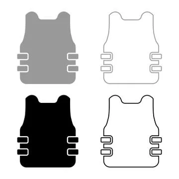 Bullet-proof vest flak jacket icon set black grey color vector illustration f Stock Illustration