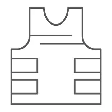 Bullet proof vest thin line icon, security and uniform, armor jacket sign Stock Illustration