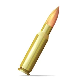 Bullet Realistic Style on White Background. Vector Stock Illustration