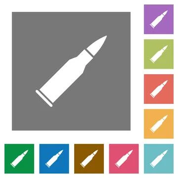 Bullet rifle ammo square flat icons Stock Illustration