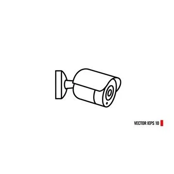 Bullet security camera icon. surveillance system outline for property safety Stock Illustration